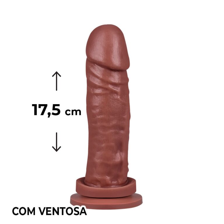Pênis Médio 17,5cm x 4,5cm Marrom com Ventosa
