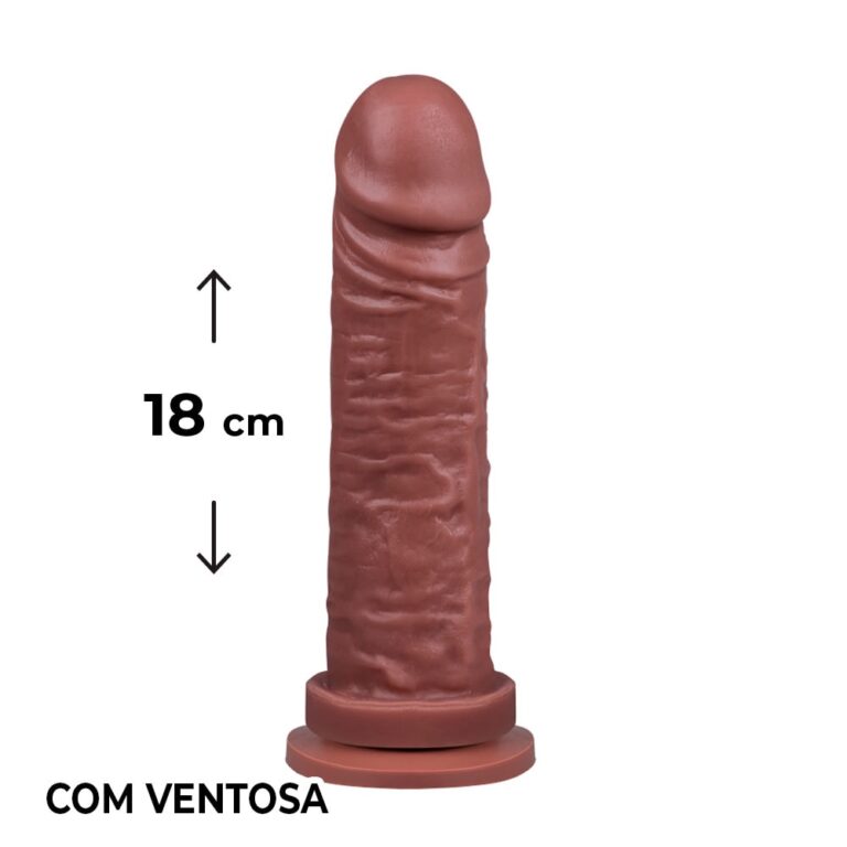 Pênis Grande 18cm x 4,5cm Marrom com Ventosa