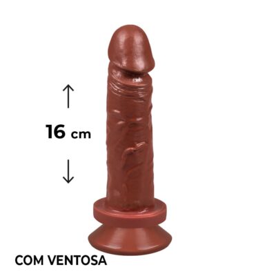 Pênis Médio 16cm x 3,5cm Marrom com Ventosa