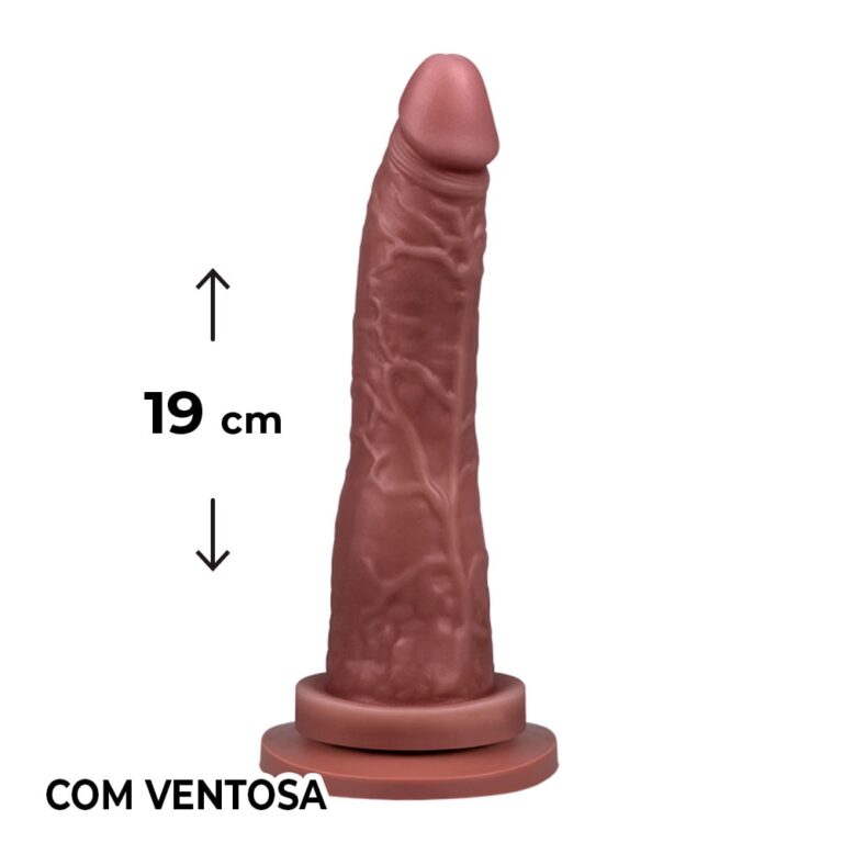 Pênis Grande 19cm x 3,8cm Marrom com Ventosa