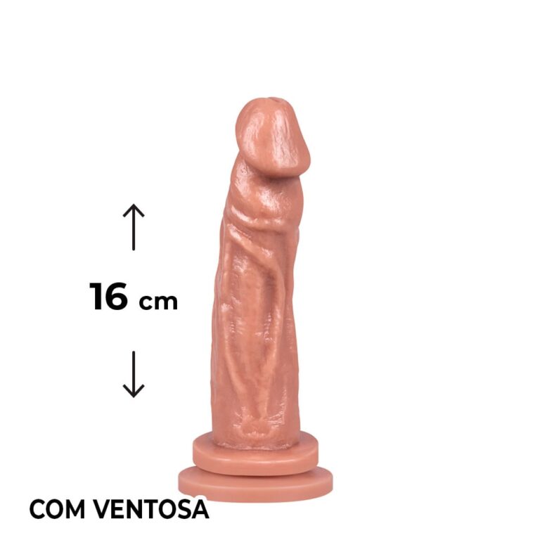 Pênis Médio 16cm x 3,4cm Bege com Ventosa