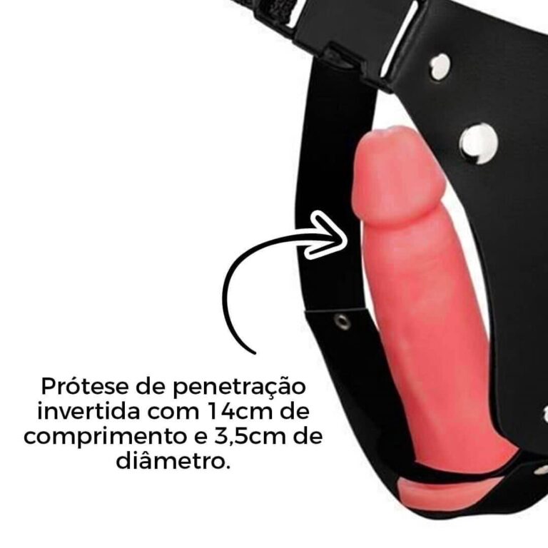 Cinta Peniana Dupla 2 Pênis 17cm x 4cm e 14cm x 3,5cm Rosada - Imagem 12