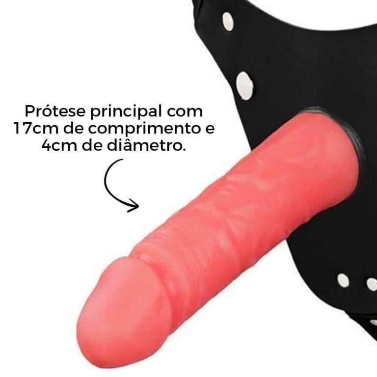 Cinta Peniana Dupla 2 Pênis 17cm x 4cm e 14cm x 3,5cm Rosada - Imagem 7