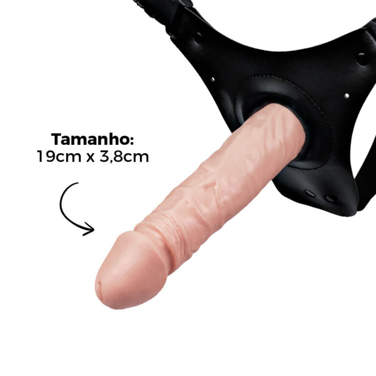Cinta Peniana que Ejacula 19cm x 3,8cm com Pênis Bege - Imagem 3