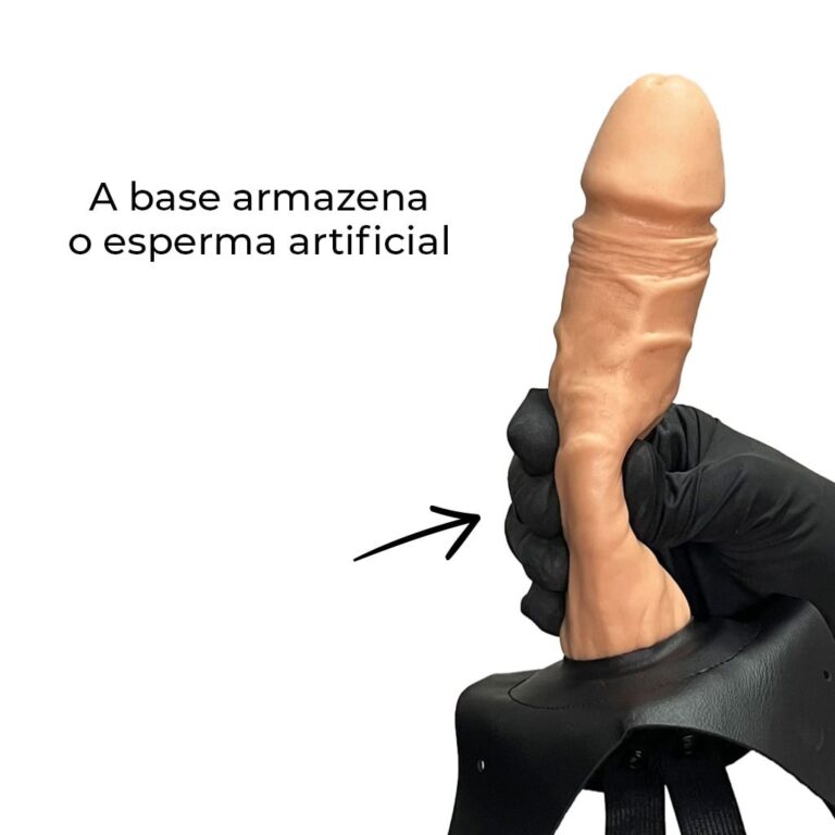 Cinta Peniana que Ejacula 16,5cm x 3,6cm com Pênis Bege - Imagem 6