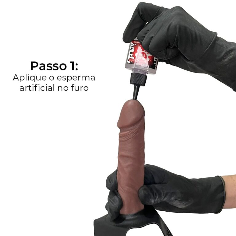 Cinta Peniana que Ejacula 16,5cm x 3,6cm com Pênis Marrom - Imagem 8