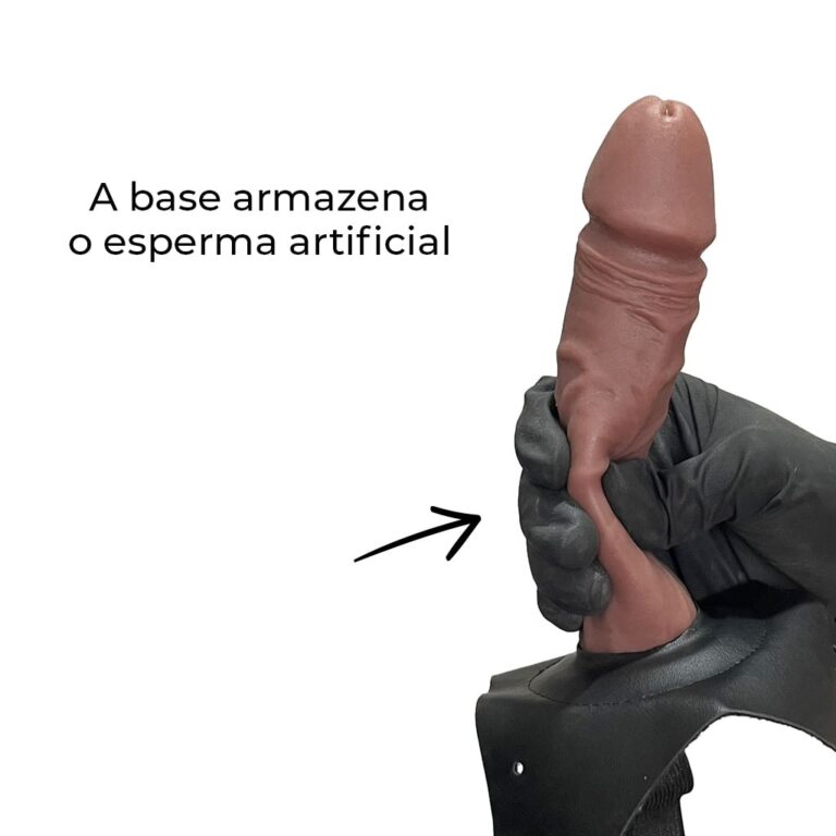 Cinta Peniana que Ejacula 16,5cm x 3,6cm com Pênis Marrom - Imagem 6