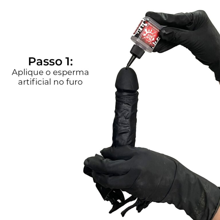 Cinta Peniana que Ejacula 16,5cm x 3,6cm com Pênis Preto - Imagem 8