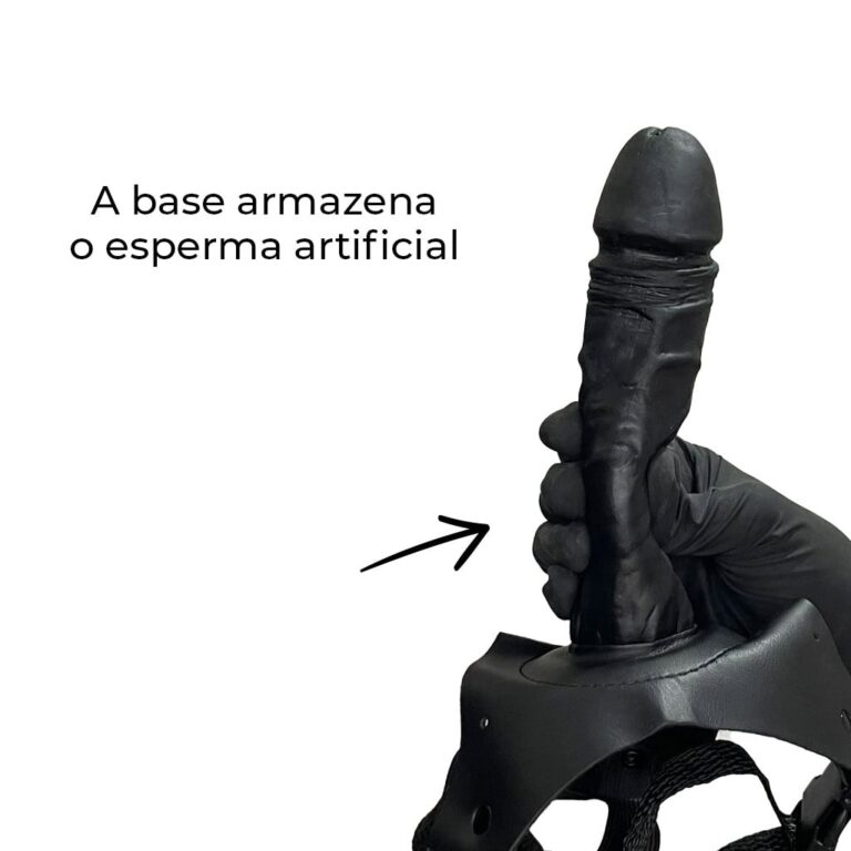 Cinta Peniana que Ejacula 16,5cm x 3,6cm com Pênis Preto - Imagem 6