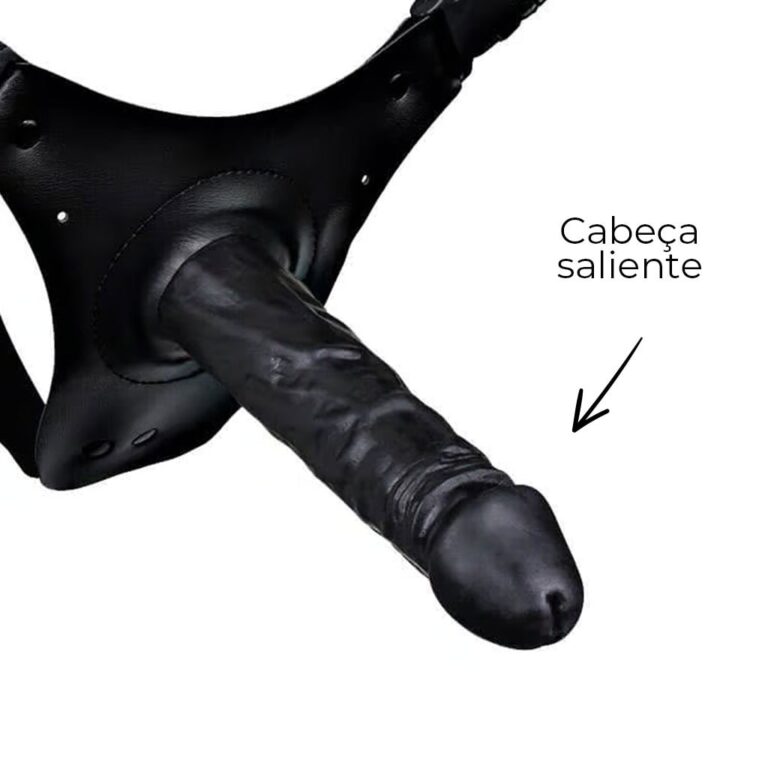 Cinta Peniana que Ejacula 16,5cm x 3,6cm com Pênis Preto - Imagem 14