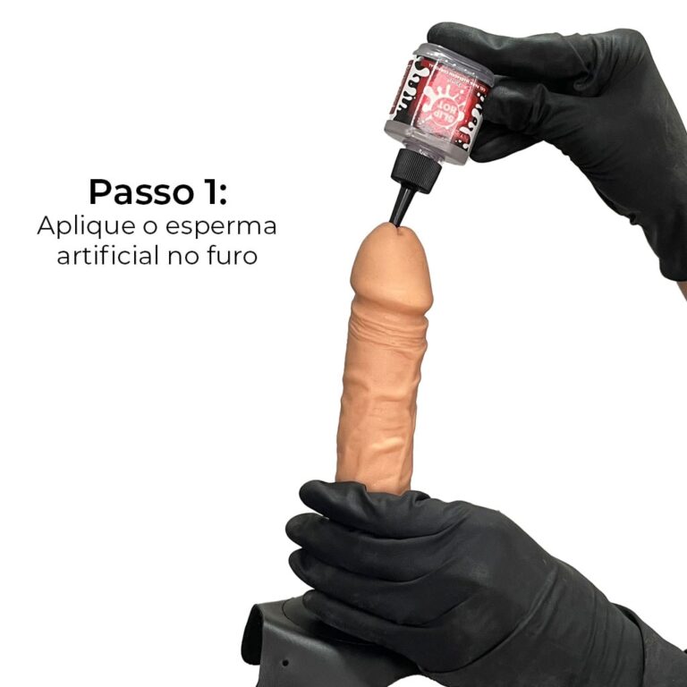 Cinta Peniana que Ejacula 19cm x 3,8cm com Pênis Bege - Imagem 8