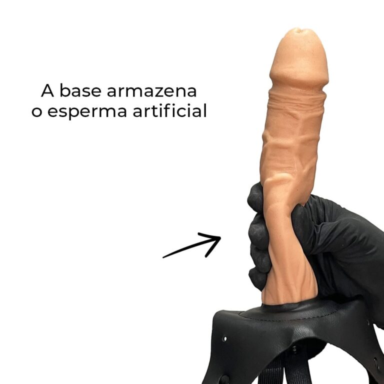 Cinta Peniana que Ejacula 19cm x 3,8cm com Pênis Bege - Imagem 6