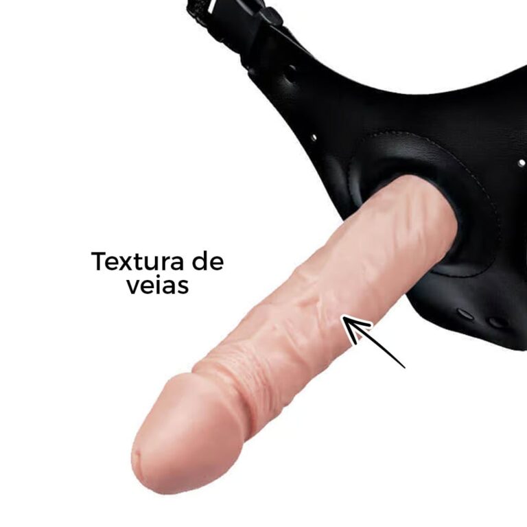 Cinta Peniana que Ejacula 19cm x 3,8cm com Pênis Bege - Imagem 15