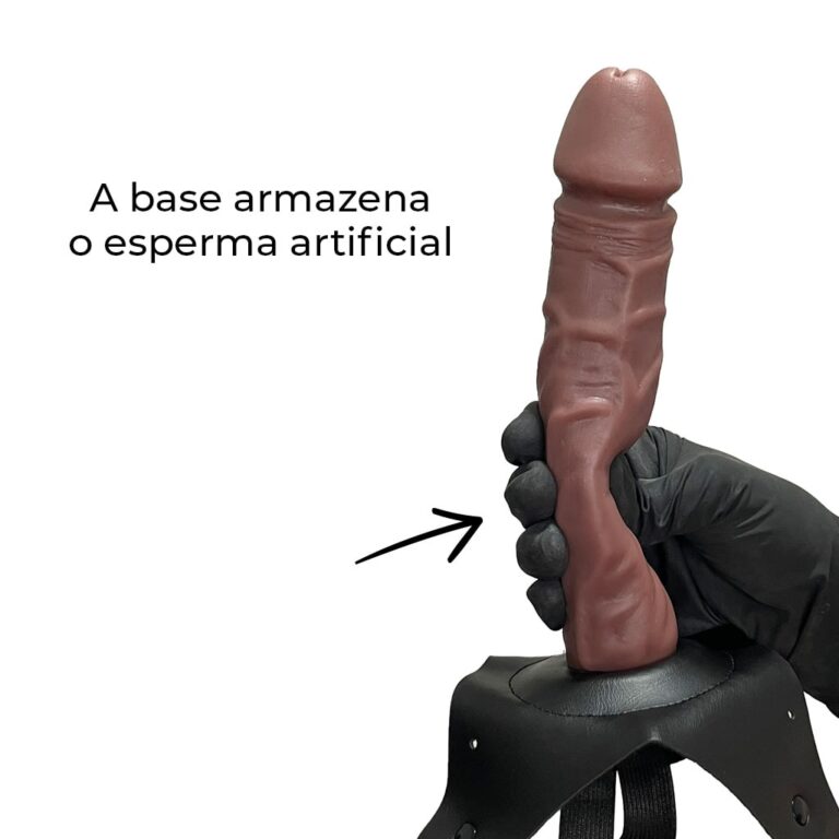 Cinta Peniana que Ejacula 19cm x 3,8cm com Pênis Marrom - Imagem 6