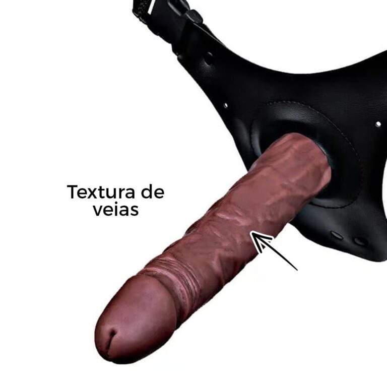 Cinta Peniana que Ejacula 19cm x 3,8cm com Pênis Marrom - Imagem 14