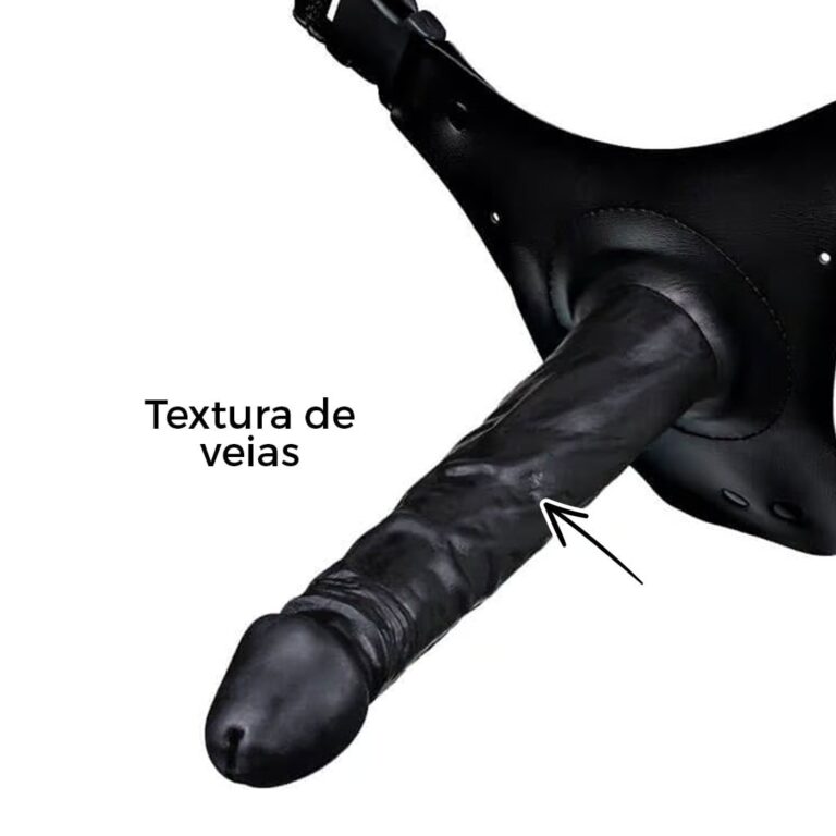 Cinta Peniana que Ejacula 19cm x 3,8cm com Pênis Preto - Imagem 15