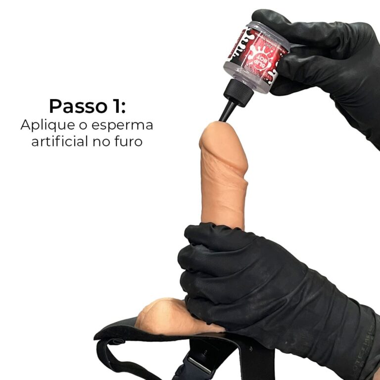 Cinta Peniana que Ejacula 16cm x 4cm com Pênis Bege com Escroto - Imagem 8