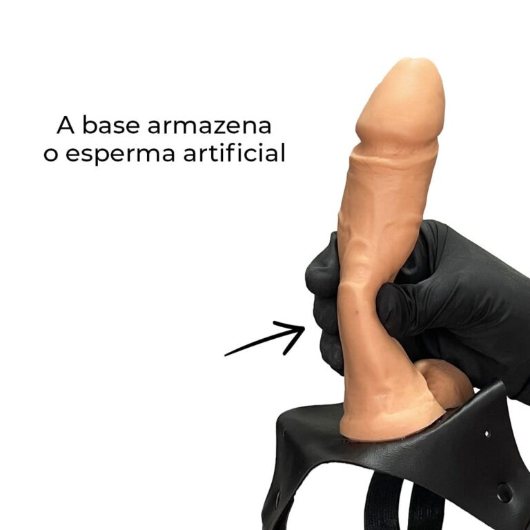 Cinta Peniana que Ejacula 16cm x 4cm com Pênis Bege com Escroto - Imagem 6