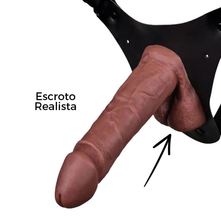 Cinta Peniana que Ejacula 16cm x 4cm com Pênis Marrom com Escroto - Imagem 12