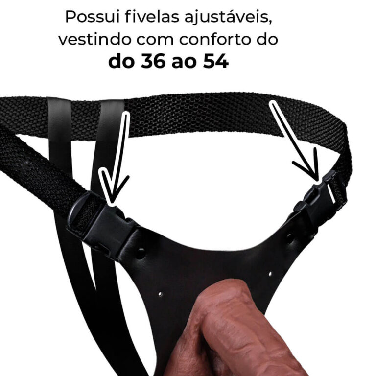Cinta Peniana que Ejacula 16cm x 4cm com Pênis Marrom com Escroto - Imagem 13