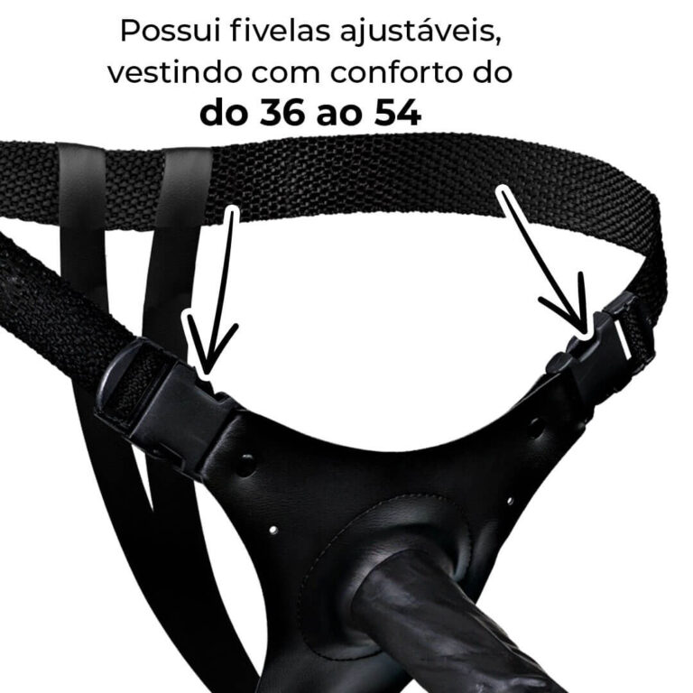 Cinta Peniana que Ejacula 19cm x 3,8cm com Pênis Preto - Imagem 16
