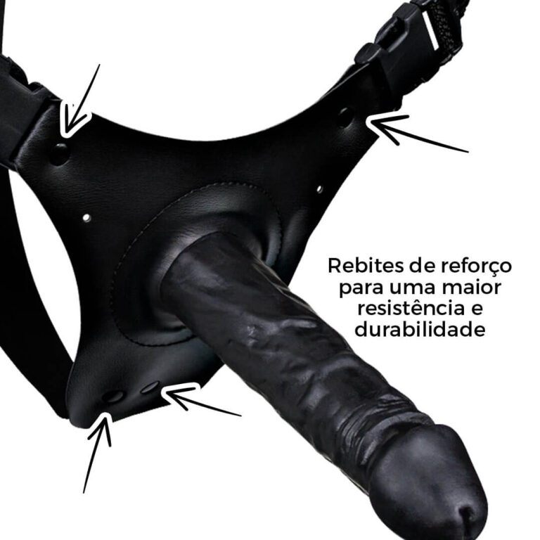 Cinta Peniana que Ejacula 16,5cm x 3,6cm com Pênis Preto - Imagem 17