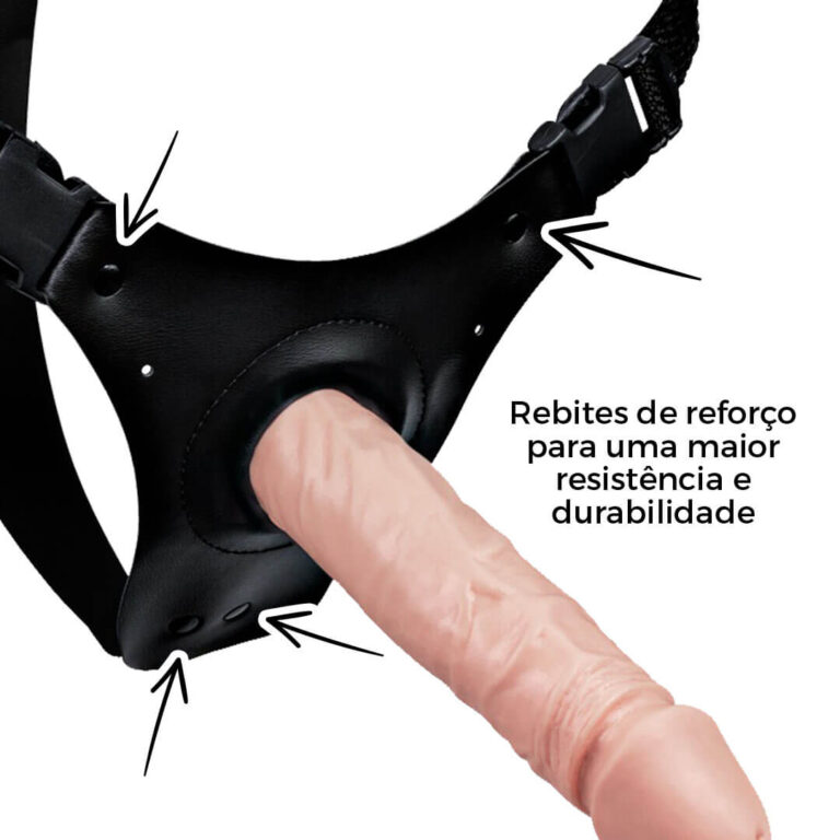 Cinta Peniana que Ejacula 19cm x 3,8cm com Pênis Bege - Imagem 17