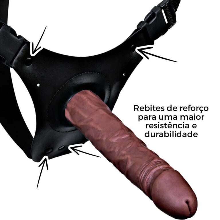 Cinta Peniana que Ejacula 19cm x 3,8cm com Pênis Marrom - Imagem 17
