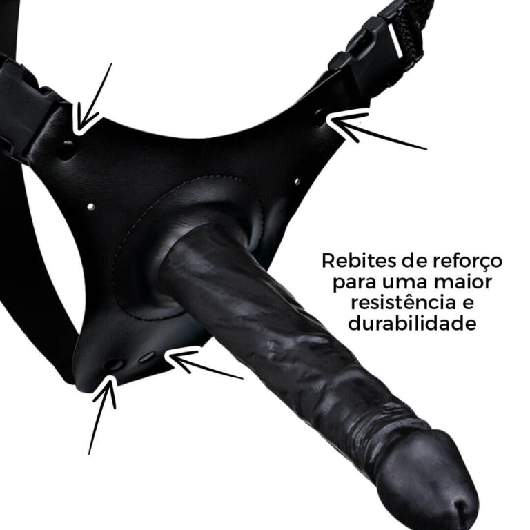 Cinta Peniana que Ejacula 19cm x 3,8cm com Pênis Preto - Imagem 17