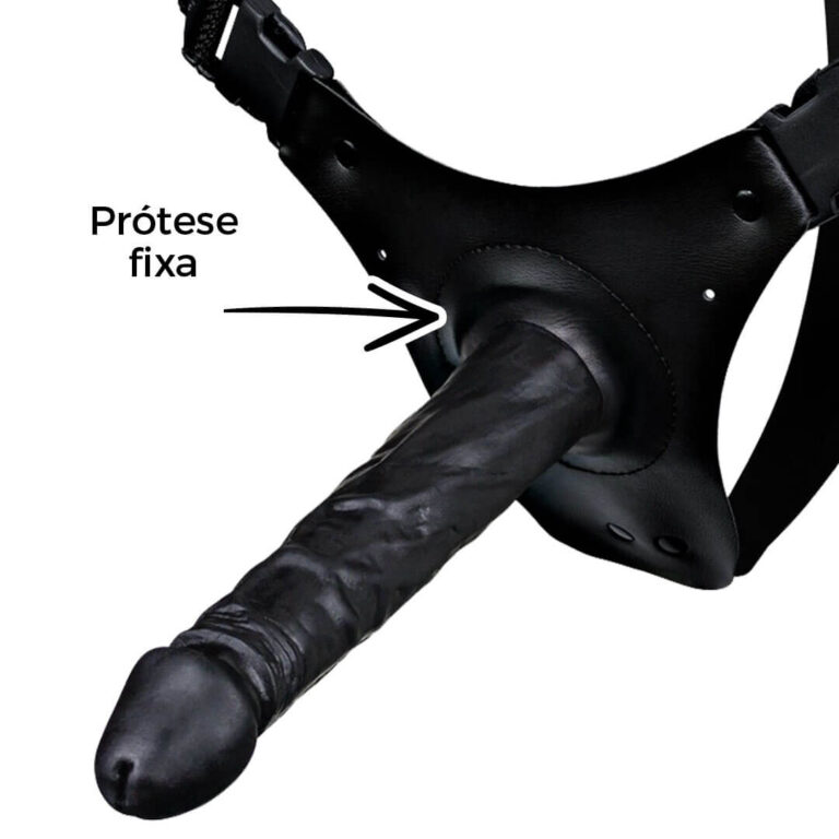 Cinta Peniana que Ejacula 19cm x 3,8cm com Pênis Preto - Imagem 4