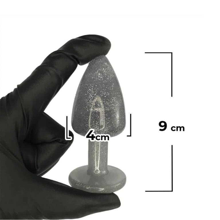 Plug Anal G 9cm x 4cm Prata Com Glitter - Feito em ABS HA167C - Imagem 3