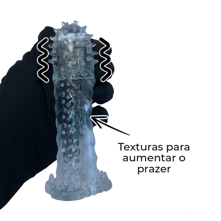 Capa Peniana 14cm x 4,2cm para Aumentar ou Engrossar o Pênis Transparente com Vibro - Imagem 6