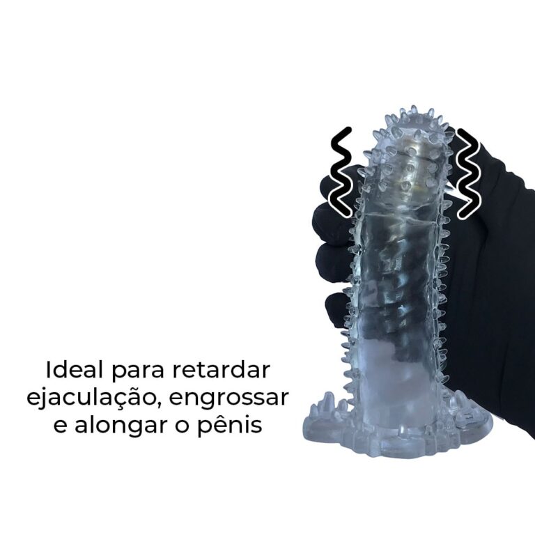 Capa Peniana 14cm x 4,2cm para Aumentar ou Engrossar o Pênis Transparente com Vibro - Imagem 10