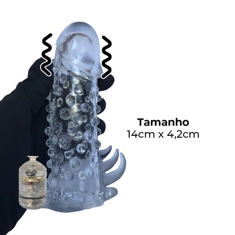 Capa Peniana 14cm x 4,2cm para Aumentar ou Engrossar o Pênis Transparente com Vibro - Imagem 3