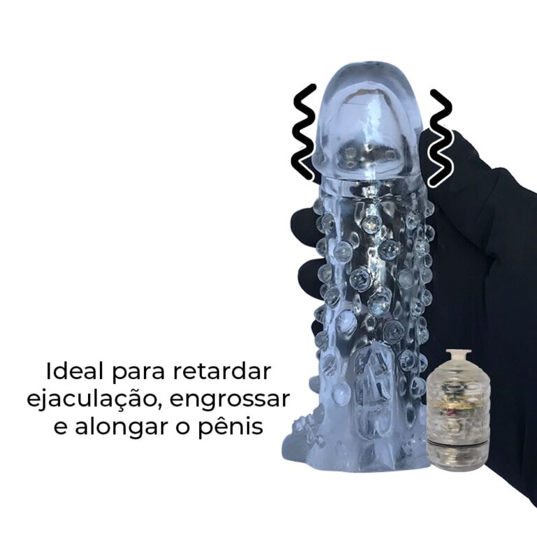 Capa Peniana 14cm x 4,2cm para Aumentar ou Engrossar o Pênis Transparente com Vibro - Imagem 5