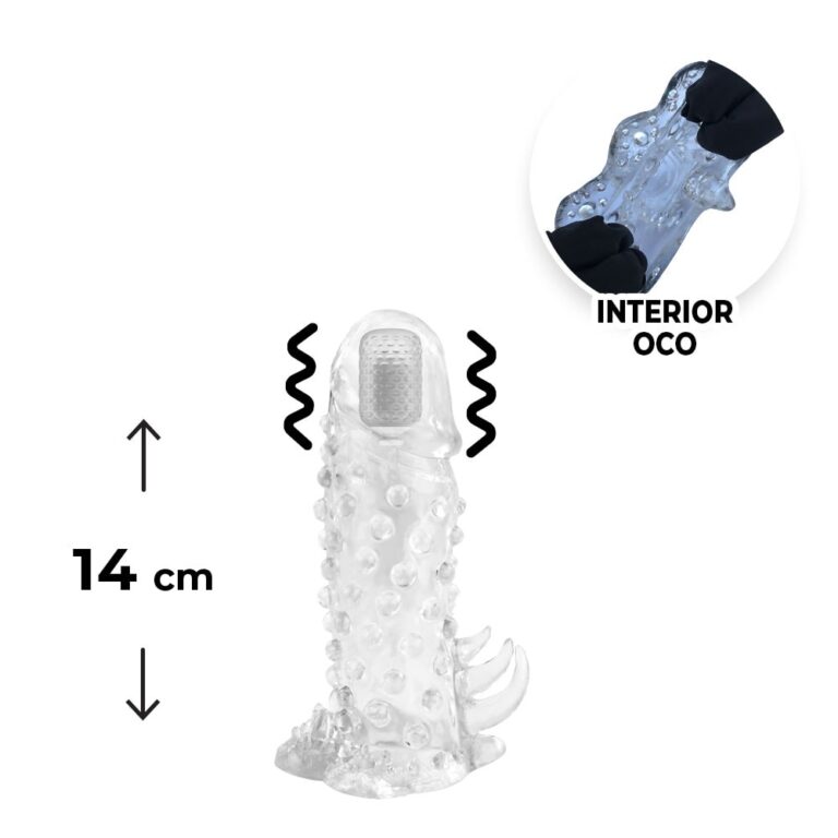 Capa Peniana 14cm x 4,2cm para Aumentar ou Engrossar o Pênis Transparente com Vibro