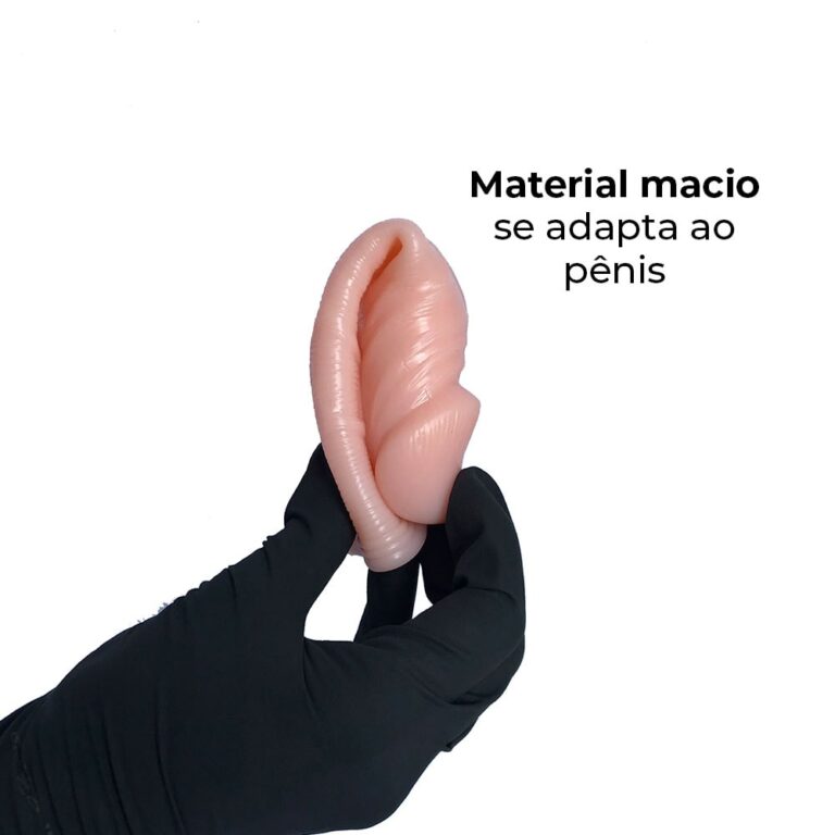Capa Peniana 17cm x 4cm para Aumentar ou Engrossar o Pênis Bege - Imagem 4