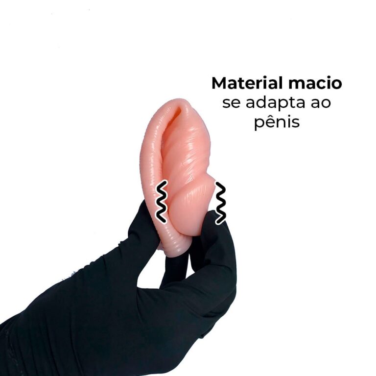 Capa Peniana 18cm x 4cm para Aumentar ou Engrossar o Pênis Bege com Vibro - Imagem 5
