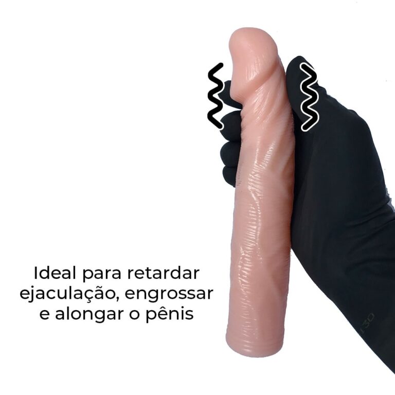 Capa Peniana 18cm x 4cm para Aumentar ou Engrossar o Pênis Bege com Vibro - Imagem 8