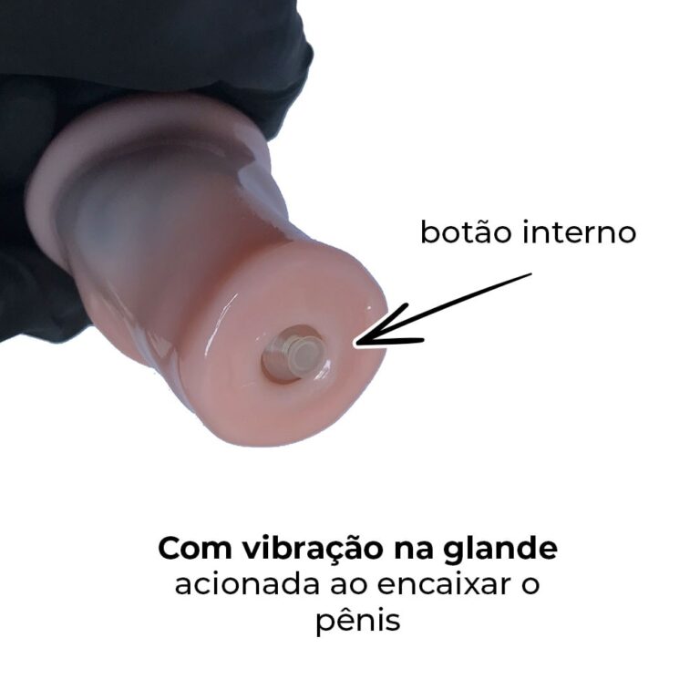 Capa Peniana 18cm x 4cm para Aumentar ou Engrossar o Pênis Bege com Vibro - Imagem 7