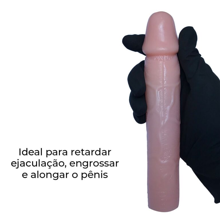 Capa Peniana 18cm x 4cm para Aumentar ou Engrossar o Pênis Bege - Imagem 8