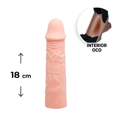 Capa Peniana 18cm x 4cm para Aumentar ou Engrossar o Pênis Bege