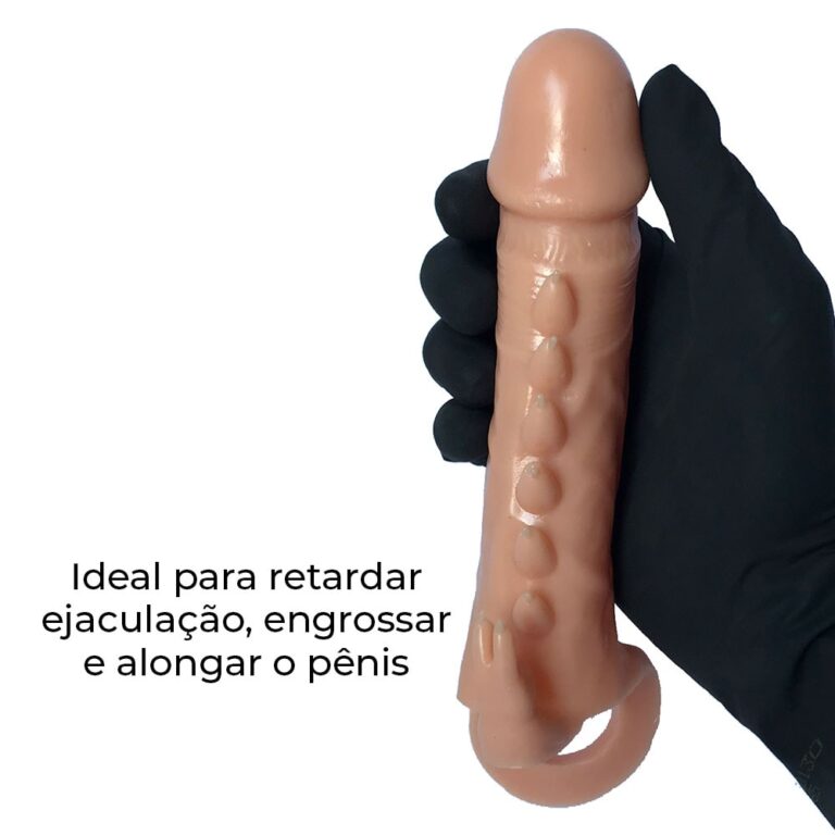 Capa Peniana 16cm x 3,8cm para Aumentar ou Engrossar o Pênis Bege - Imagem 7