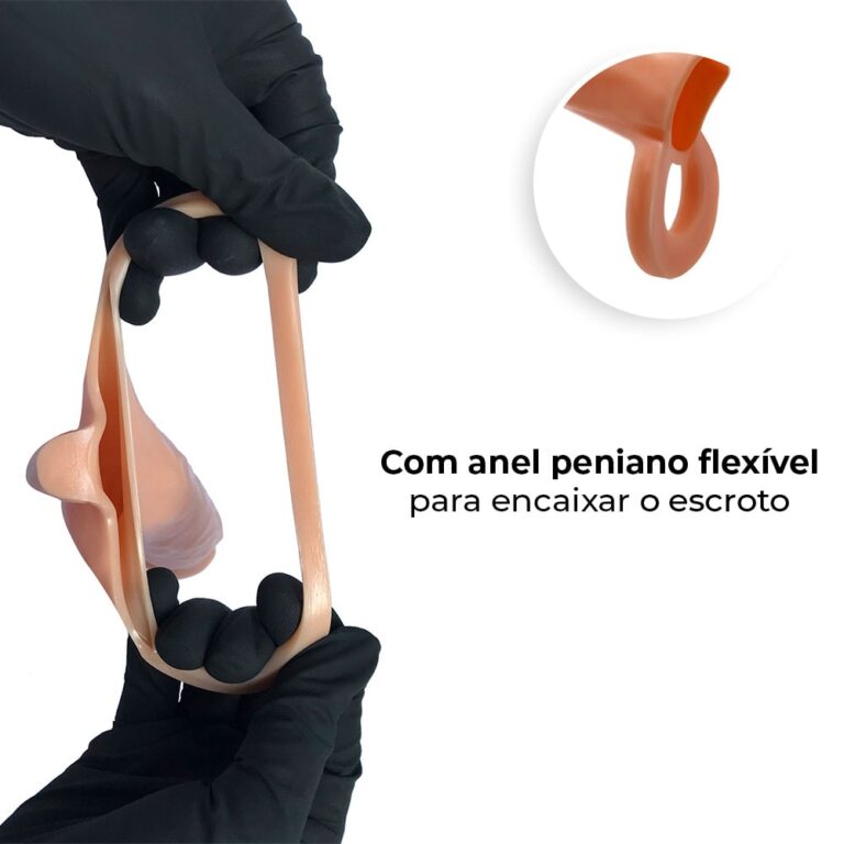 Capa Peniana 16cm x 3,8cm para Aumentar ou Engrossar o Pênis Bege - Imagem 8