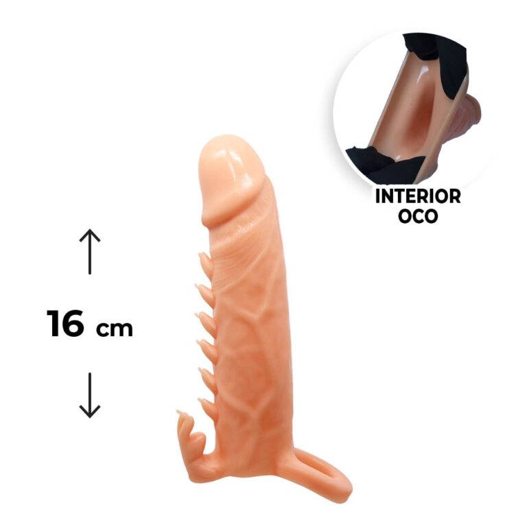 Capa Peniana 16cm x 3,8cm para Aumentar ou Engrossar o Pênis Bege