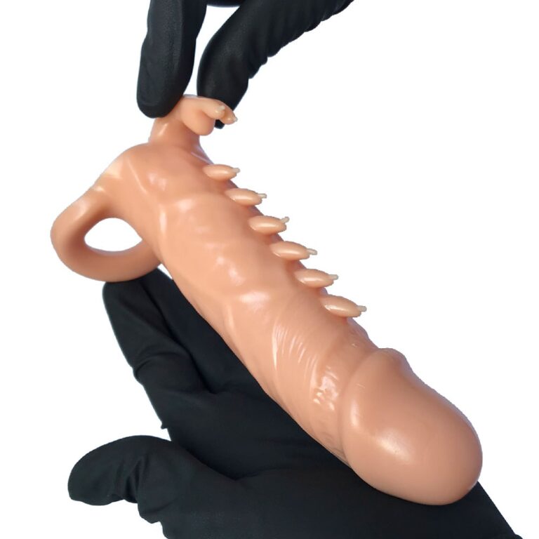 Capa Peniana 16cm x 3,8cm para Aumentar ou Engrossar o Pênis Bege - Imagem 10