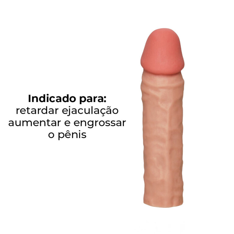 Capa Peniana 17cm x 4cm Realista/Cyberskin para Aumentar ou Engrossar o Pênis Bege - Imagem 4