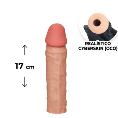 Capa Peniana 17cm x 4cm Realista/Cyberskin para Aumentar ou Engrossar o Pênis Bege