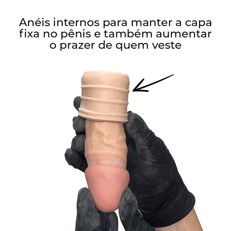 Capa Peniana 17cm x 4cm Realista/Cyberskin para Aumentar ou Engrossar o Pênis Bege - Imagem 8