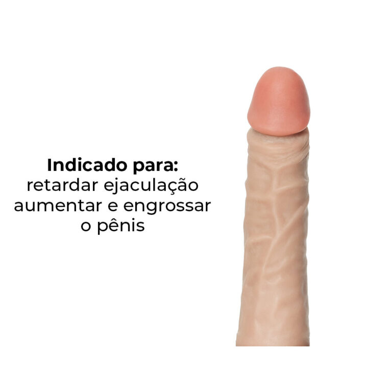 Capa Peniana 16cm x 4cm Realista/Cyberskin para Aumentar ou Engrossar o Pênis Bege - Imagem 4